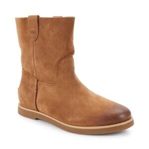 UGG Josefene Short Suede Pull-On Boots in Chestnut Brown Size 10